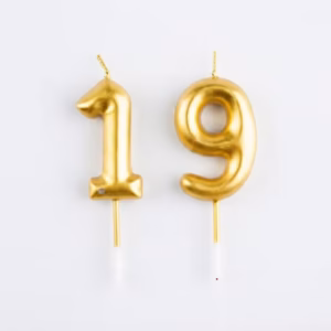 19 Birthday Candle - Gold Numeral