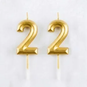 22 Birthday Candles - Gold Numeral