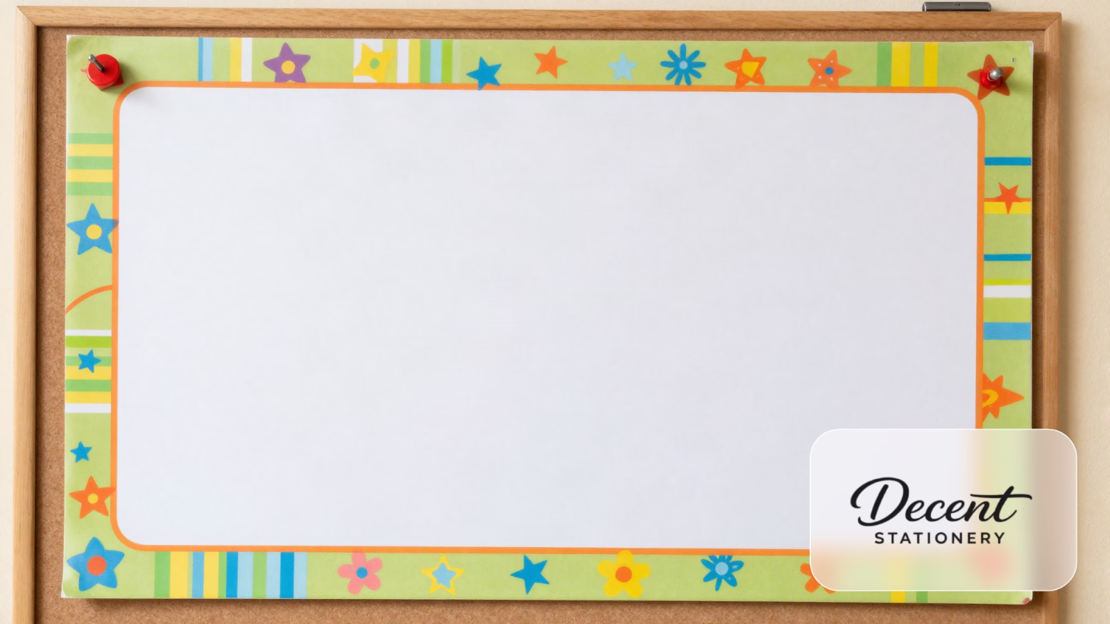 Colorfully decorated chart paper with patterned border displayed on a classroom wall