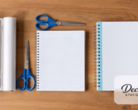Transparent plastic sheet book cover supplies with notebooks and scissors