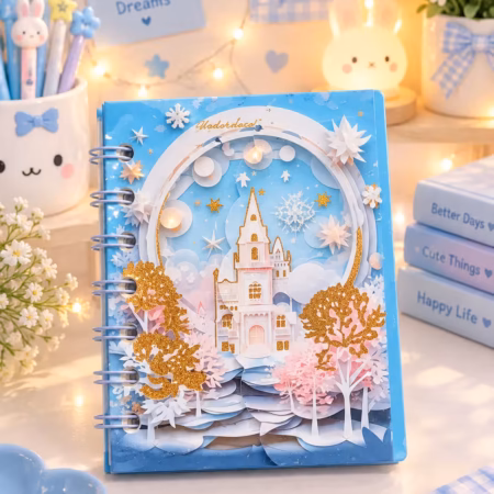 3D paper-cut spiral notebook
